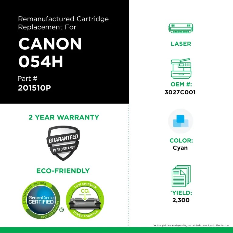 Clover Imaging Remanufactured High Yield Cyan Toner Cartridge for Canon 054H (3027C001)