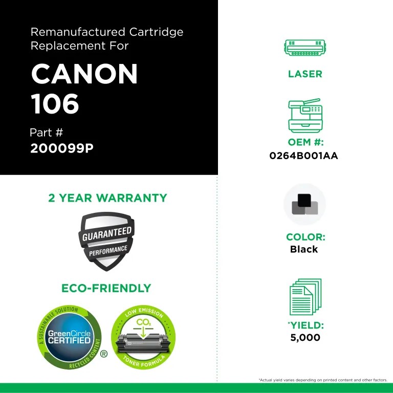 Clover Imaging Remanufactured Universal Toner Cartridge for Canon 106/FX11 (0264B001AA/1153B001AA)
