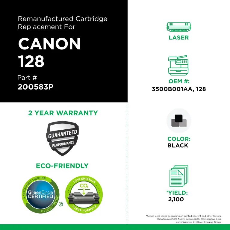 Clover Imaging Remanufactured Toner Cartridge for Canon 128 (3500B001AA)
