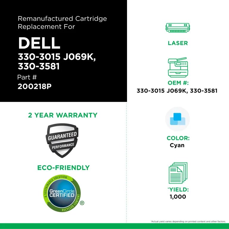 Clover Imaging Remanufactured Cyan Toner Cartridge for Dell 1230/1235