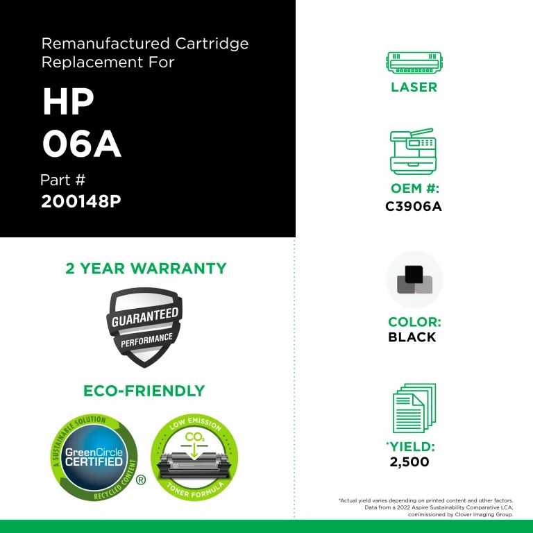 Clover Imaging Remanufactured Toner Cartridge for HP 06A (C3906A)