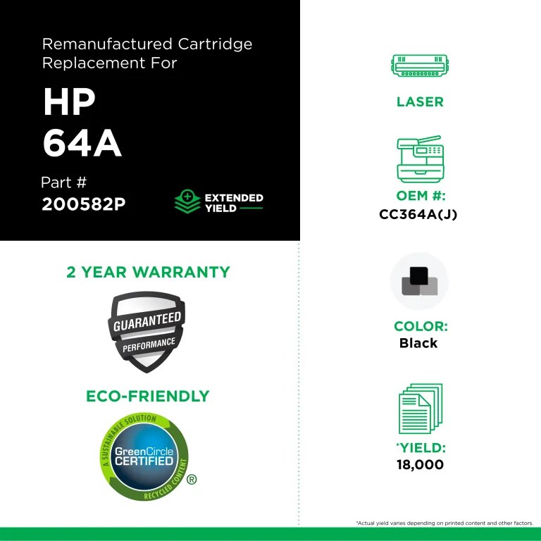 Clover Imaging Remanufactured Extended Yield Toner Cartridge for HP CC364A