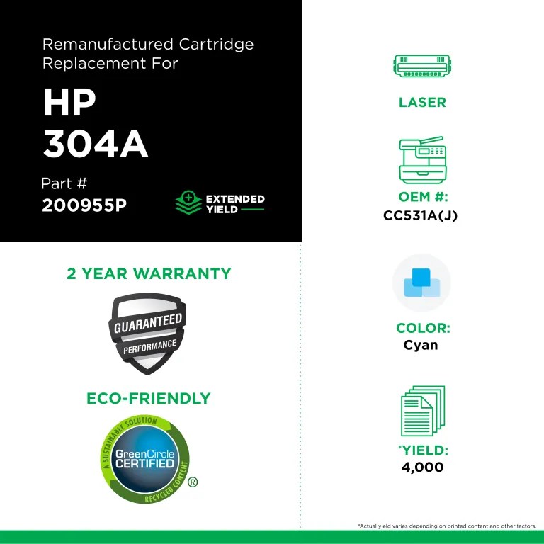 Clover Imaging Remanufactured Extended Yield Cyan Toner Cartridge for HP CC531A