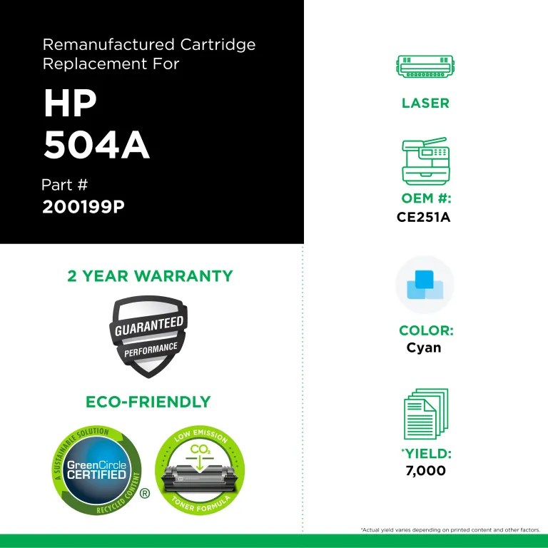Clover Imaging Remanufactured Cyan Toner Cartridge for HP 504A (CE251A)