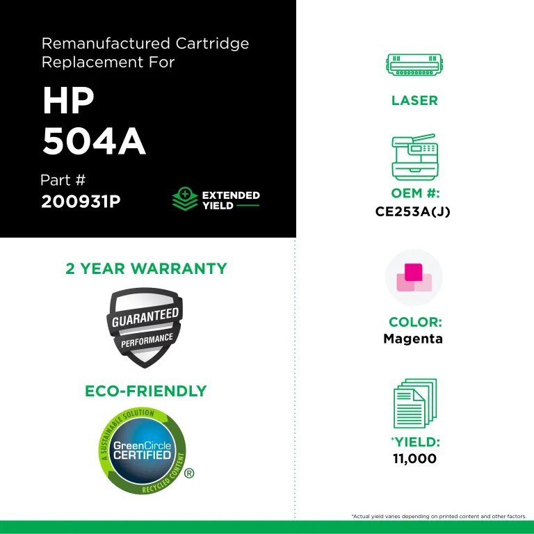 Clover Imaging Remanufactured Extended Yield Magenta Toner Cartridge for HP CE253A
