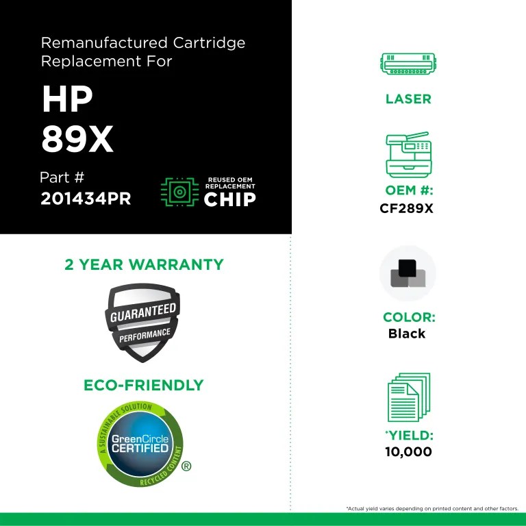 Clover Imaging Remanufactured High Yield Toner Cartridge (Reused OEM Chip) for HP 89X (CF289X)