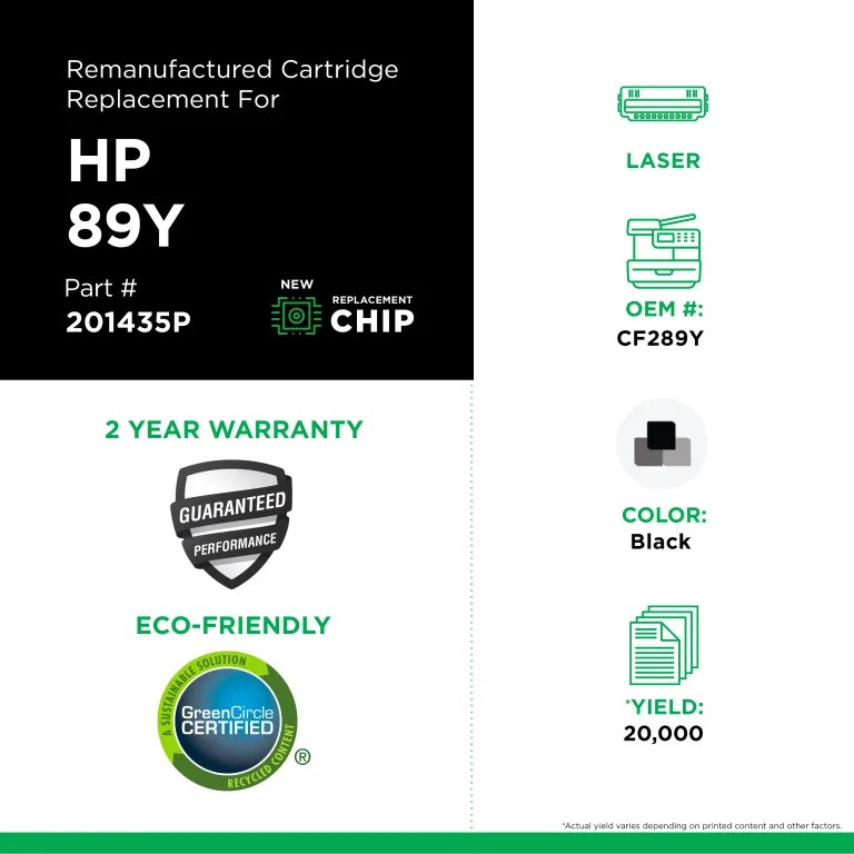 Clover Imaging Remanufactured Extra High Yield Toner Cartridge (New Chip) for HP 89Y (CF289Y)