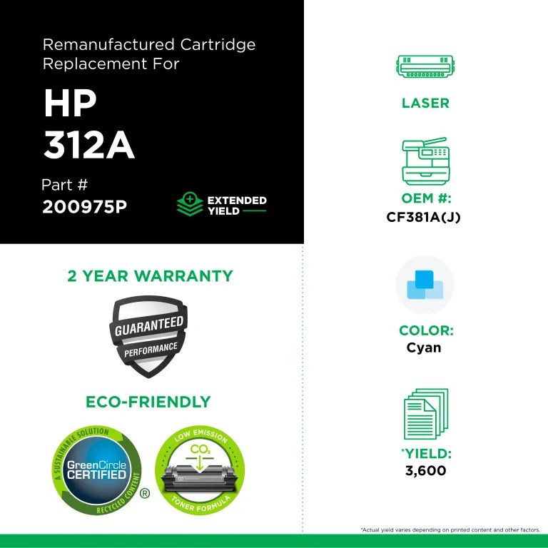Clover Imaging Remanufactured Extended Yield Cyan Toner Cartridge for HP CF381A