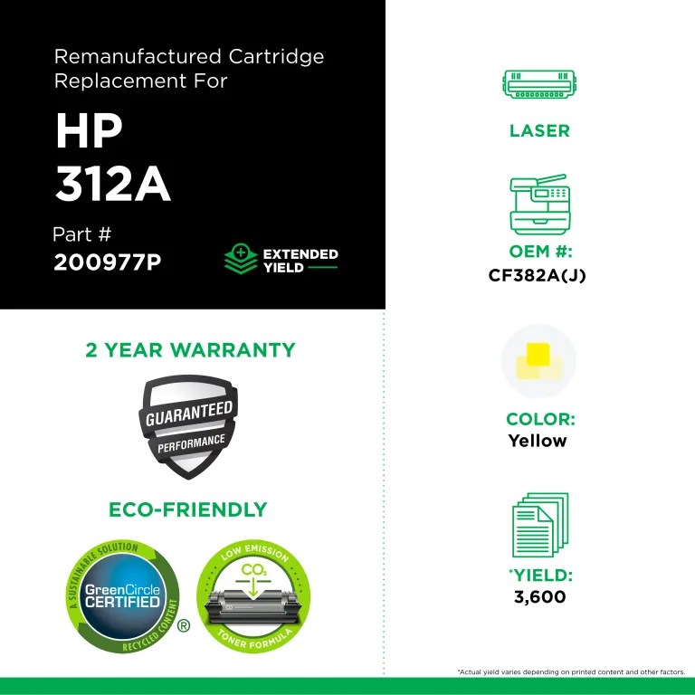 Clover Imaging Remanufactured Extended Yield Yellow Toner Cartridge for HP CF382A