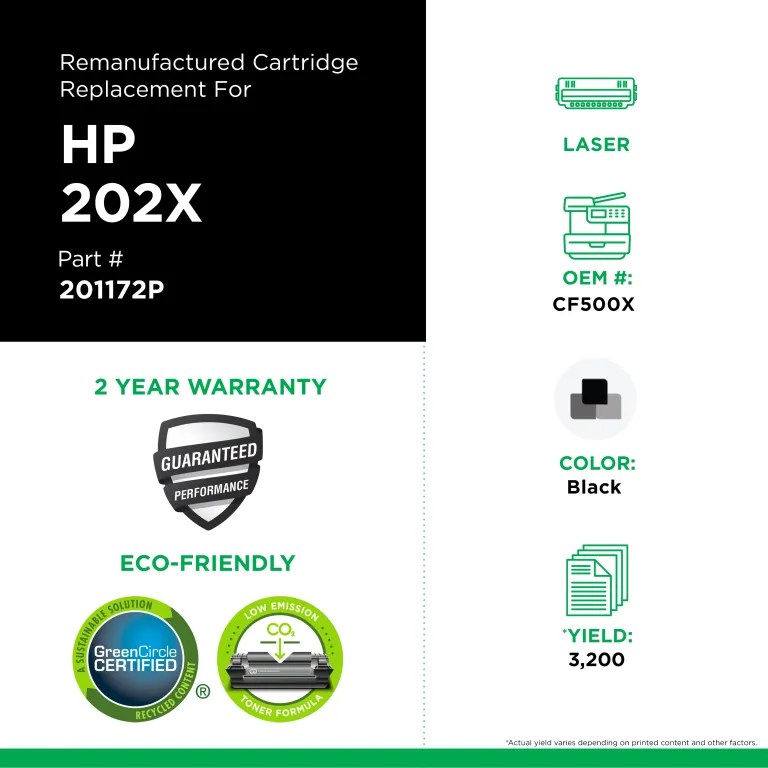 Clover Imaging Remanufactured High Yield Black Toner Cartridge for HP 202X (CF500X)
