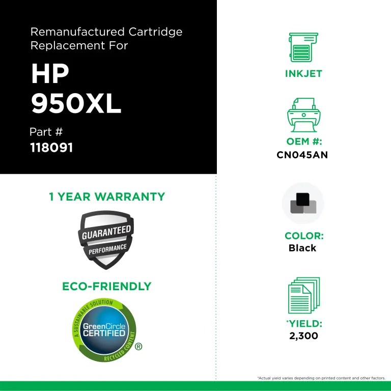 Clover Imaging Remanufactured High Yield Black Ink Cartridge for HP 950XL (CN045AN)