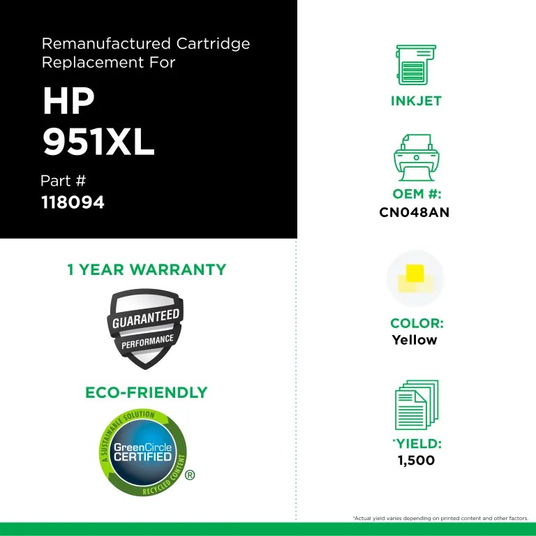 Clover Imaging Remanufactured High Yield Yellow Ink Cartridge for HP 951XL (CN048AN)