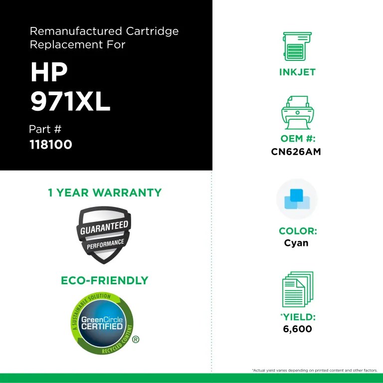 Clover Imaging Remanufactured High Yield Cyan Ink Cartridge for HP 971XL (CN626AM)