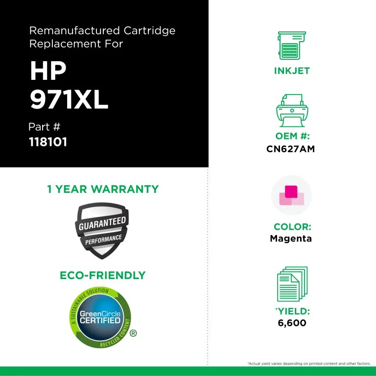 Clover Imaging Remanufactured High Yield Magenta Ink Cartridge for HP 971XL (CN627AM)