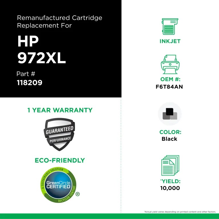 Clover Imaging Remanufactured High Yield Black Ink Cartridge for HP 972XL (F6T84AN)
