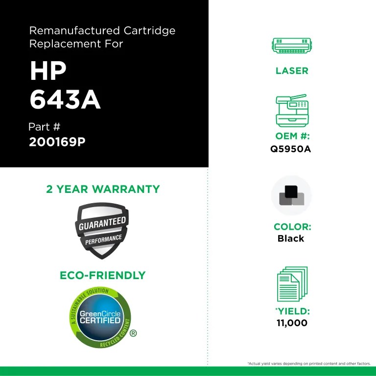 Clover Imaging Remanufactured Black Toner Cartridge for HP 643A (Q5950A)