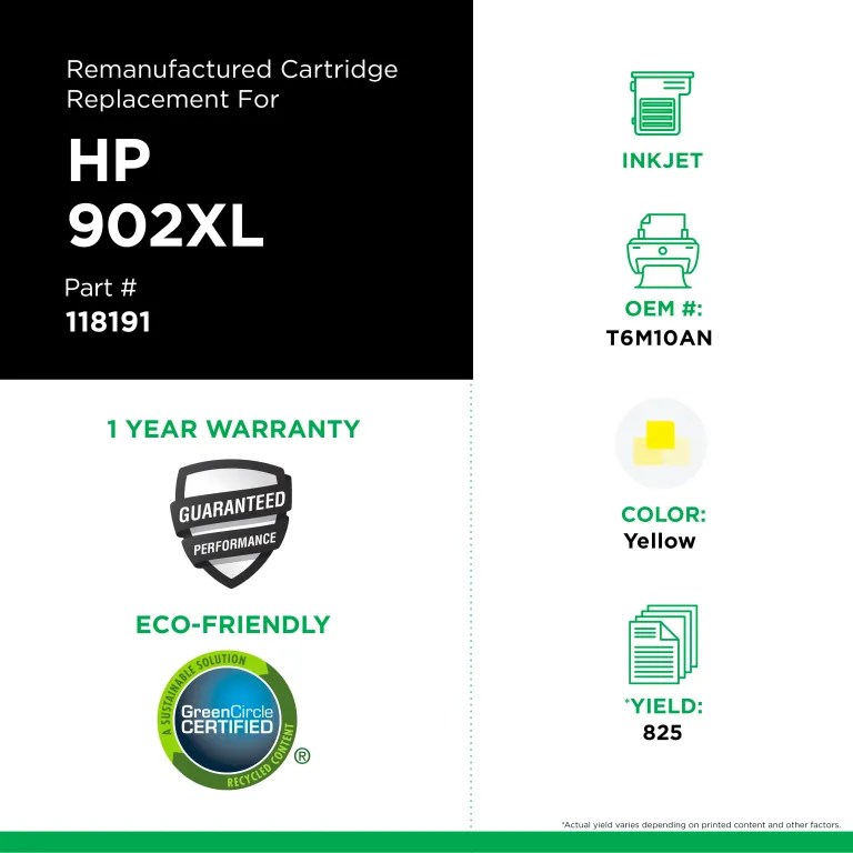 Clover Imaging Remanufactured High Yield Yellow Ink Cartridge for HP 902XL (T6M10AN)