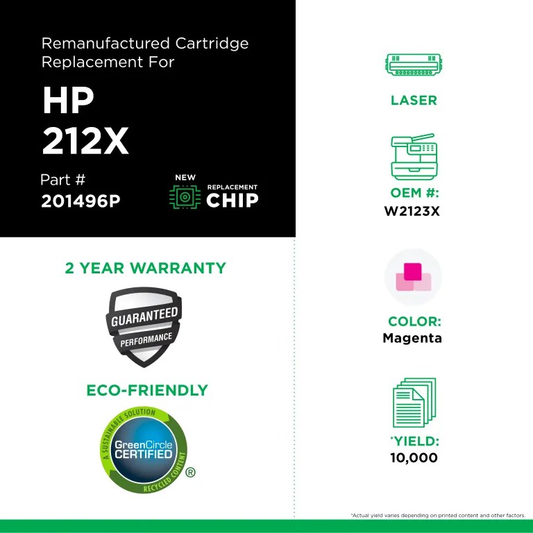 Clover Imaging Remanufactured High Yield Magenta Toner Cartridge (New Chip) for HP 212X (W2123X)