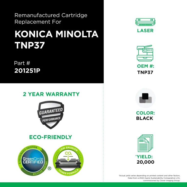 Clover Imaging Remanufactured Toner Cartridge for Konica Minolta TNP37
