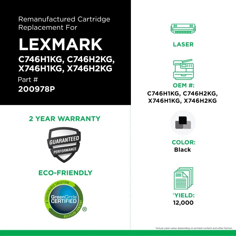 Clover Imaging Remanufactured Black Toner Cartridge for Lexmark C746