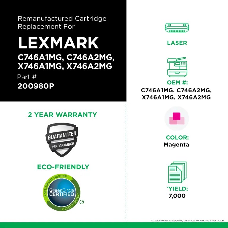 Clover Imaging Remanufactured Magenta Toner Cartridge for Lexmark C746/C748