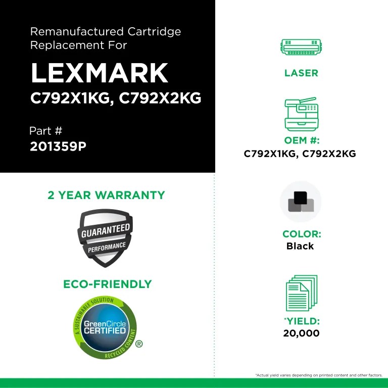 Clover Imaging Remanufactured High Yield Black Toner Cartridge for Lexmark C792