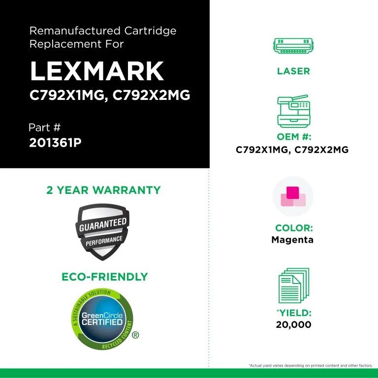Clover Imaging Remanufactured High Yield Magenta Toner Cartridge for Lexmark C792