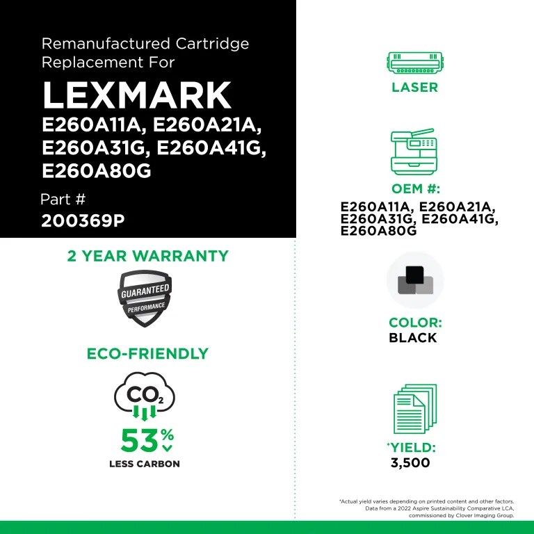 Clover Imaging Remanufactured Toner Cartridge for Lexmark E260/E360/E460/E462