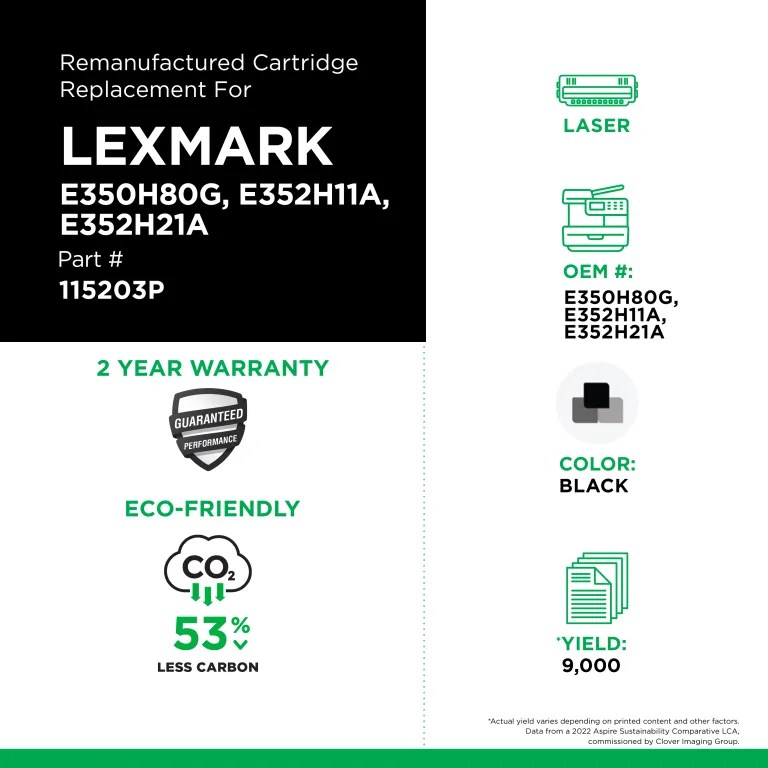Clover Imaging Remanufactured High Yield Toner Cartridge for Lexmark E350/E352