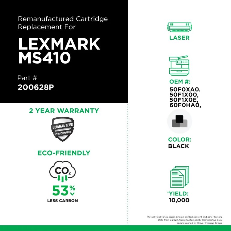 Clover Imaging Remanufactured Extra High Yield Toner Cartridge for Lexmark MS410/MS415/MS510/MS610/MX410/MX510/MX610