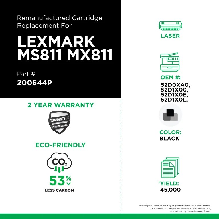 Clover Imaging Remanufactured Extra High Yield Toner Cartridge for Lexmark MS711/MS811/MS812/MX711/MX811/MX812