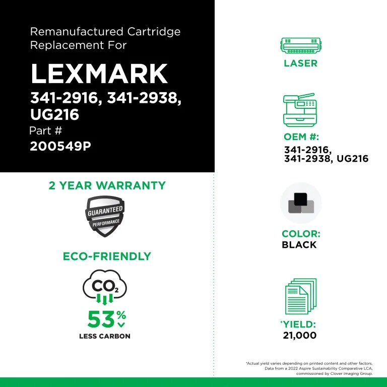 Clover Imaging Remanufactured Universal High Yield Toner Cartridge for Lexmark T640/T642/T644, Dell 5210/5310, IBM 1532/1552/1572