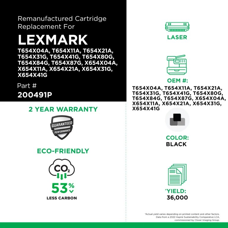 Clover Imaging Remanufactured Extra High Yield Toner Cartridge for Lexmark T654/T656/X654/X656/X658