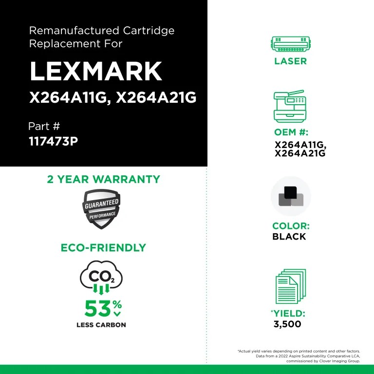 Clover Imaging Remanufactured Toner Cartridge for Lexmark X264/X363/X364