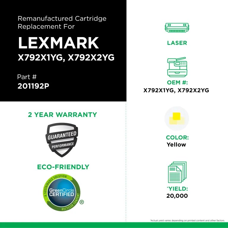 Clover Imaging Remanufactured Extra High Yield Yellow Toner Cartridge for Lexmark X792