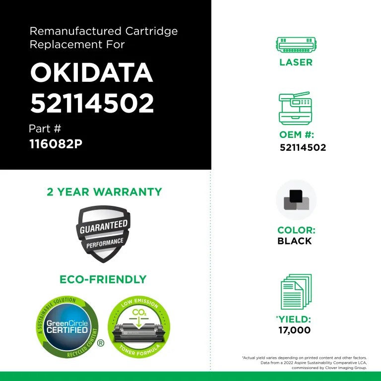 Clover Imaging Remanufactured High Yield Toner Cartridge for OKI 52114502