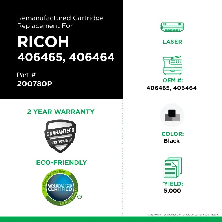 Clover Imaging Remanufactured High Yield Toner Cartridge for Ricoh 406465/406464