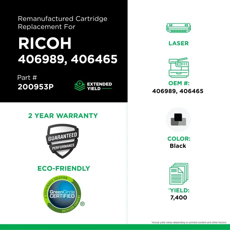 Clover Imaging Remanufactured Extended Yield Toner Cartridge for Ricoh 406465/406989