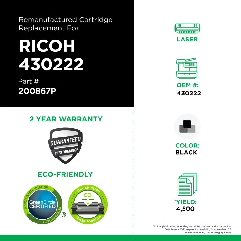 Clover Imaging Remanufactured Toner Cartridge for Ricoh 430222