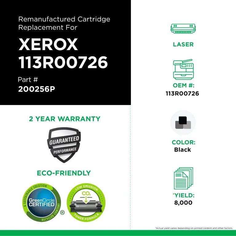Clover Imaging Remanufactured High Yield Black Toner Cartridge for Xerox 113R00726