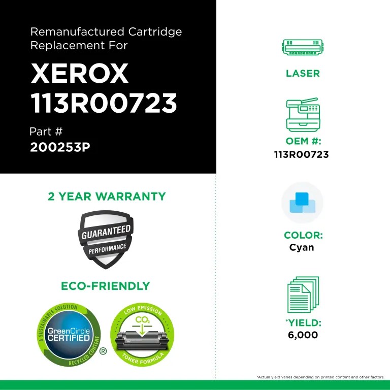 Clover Imaging Remanufactured High Yield Cyan Toner Cartridge for Xerox 113R00723