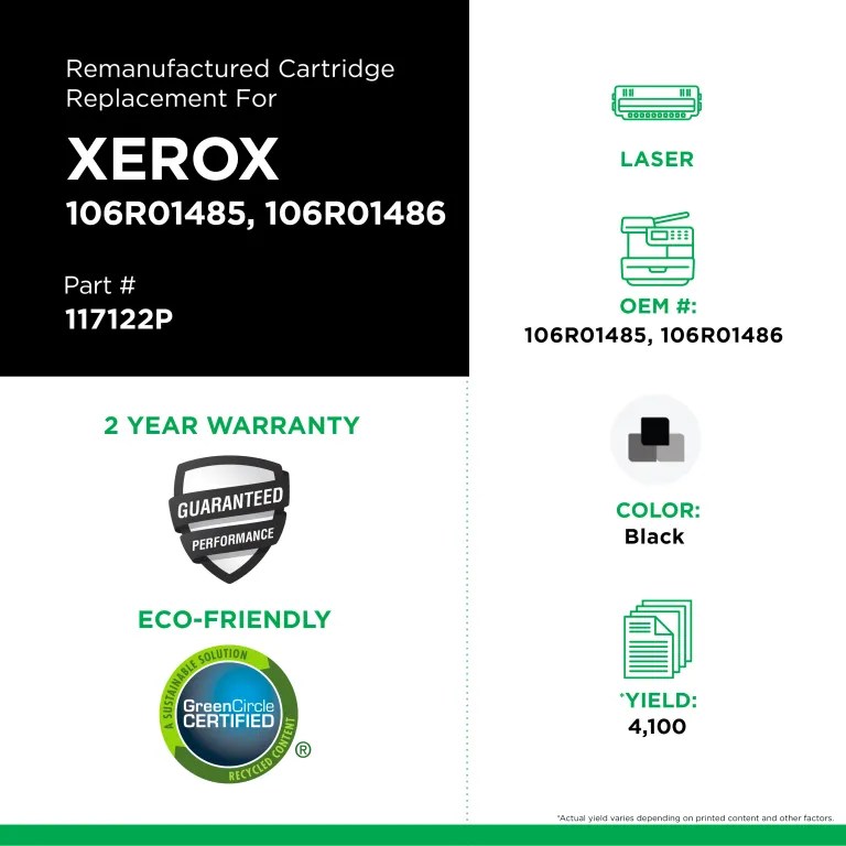Clover Imaging Remanufactured High Yield Toner Cartridge for Xerox 106R01485/106R01486