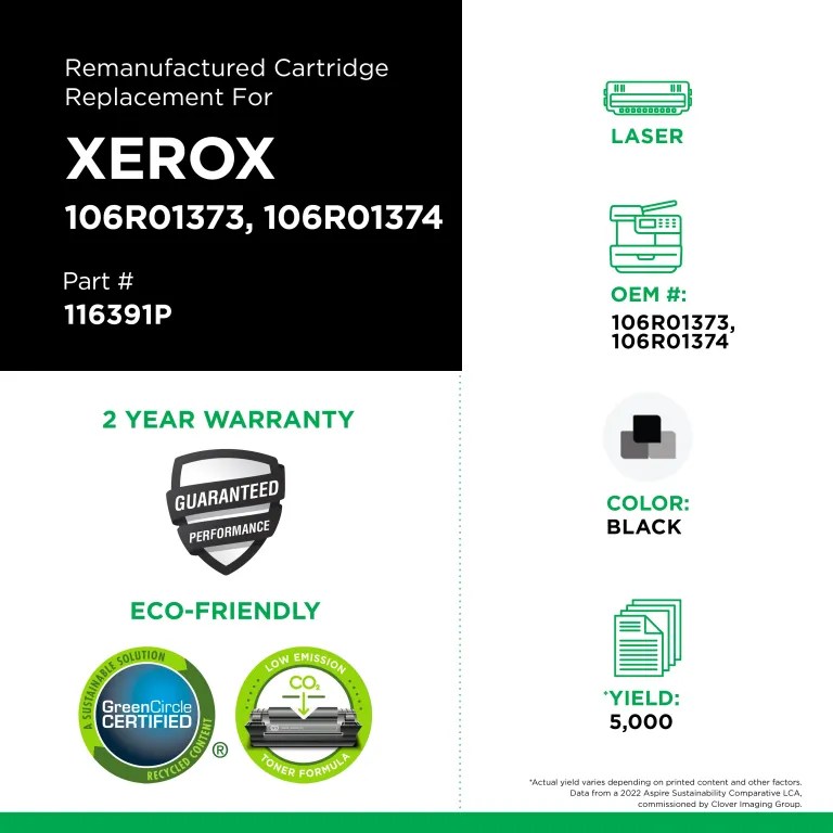 Clover Imaging Remanufactured High Yield Toner Cartridge for Xerox 106R01373/106R01374