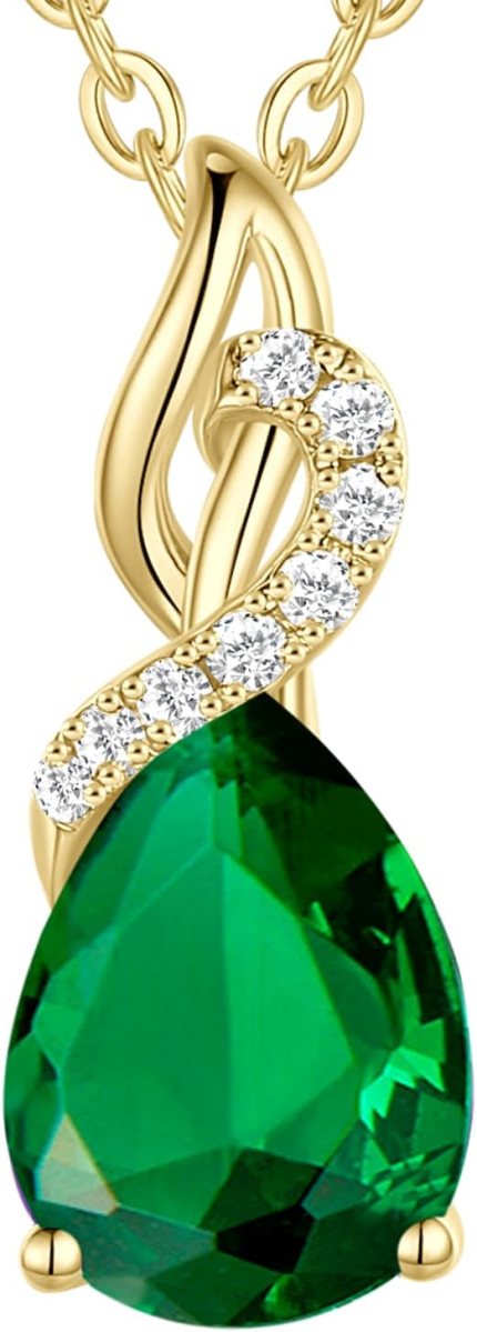FANCIME 14K Solid Yellow Gold Teardrop Pendant with Diamond Birthstone Necklace Birthday Gifts for Mom Women, Sterling Silver Chain 16″ + 2″ Extender FANCIME 14K Solid Yellow Gold Teardrop Pendant with Diamond Birthstone Necklace Birthday Gifts for Mom Women, Sterling Silver Chain 16″ + 2″ Extender