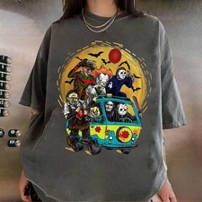 Conquer the Night in the Horror Movie Characters Halloween Shirt 2025 Conquer the Night in the Horror Movie Characters Halloween Shirt 2025