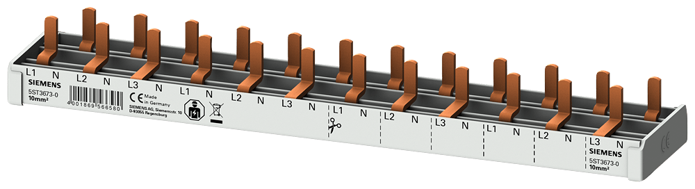 Pin Busbar 10mm2, 3p/N 12xComp 12MW