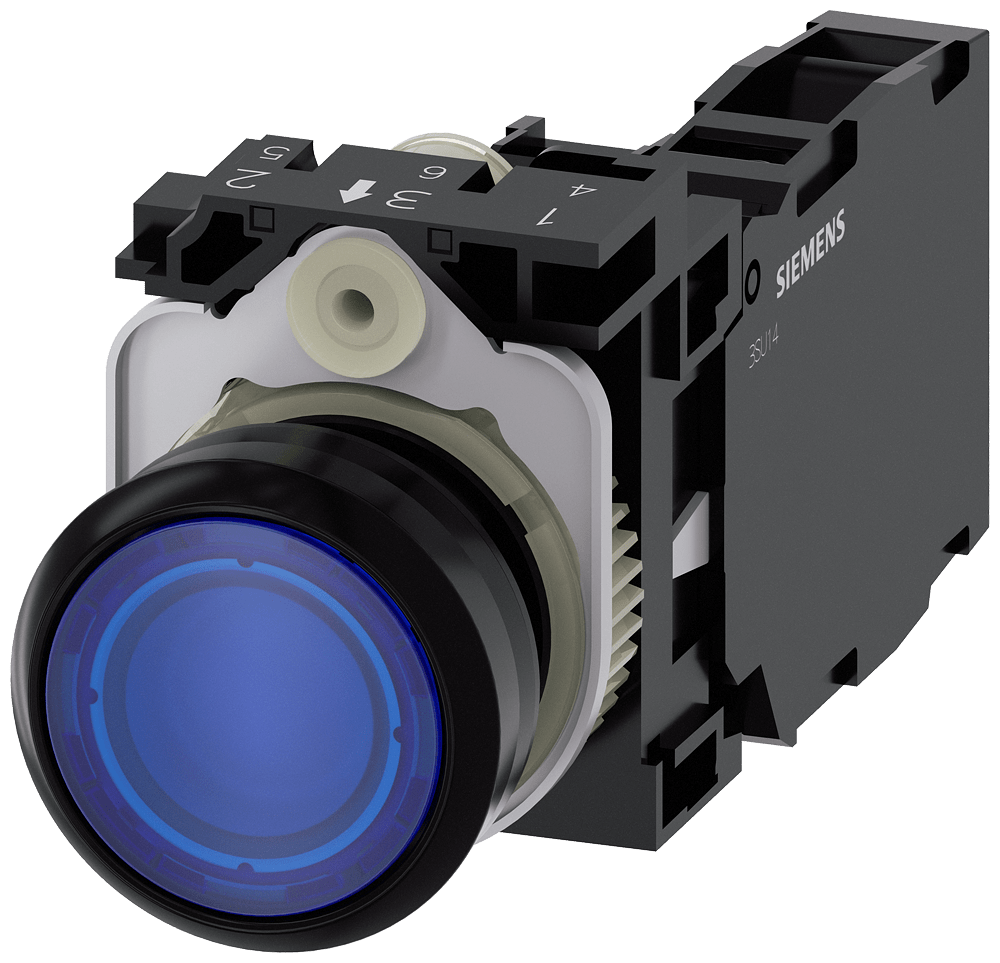 Illuminated pushbutton, blue