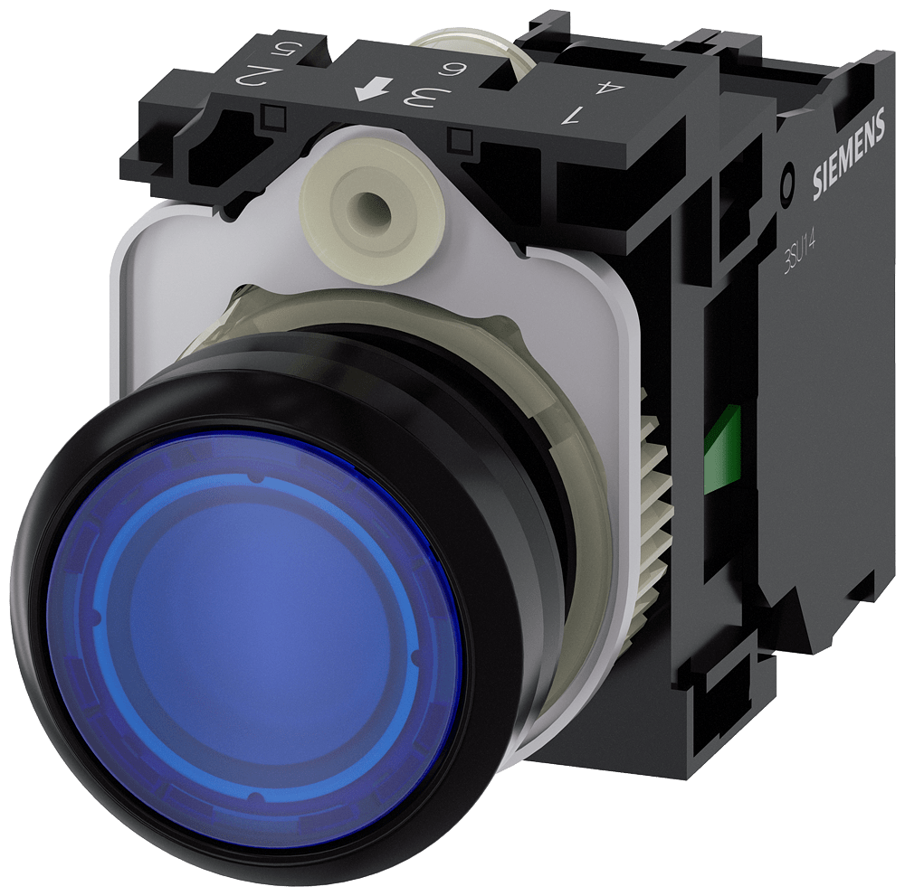 Illuminated pushbutton, blue