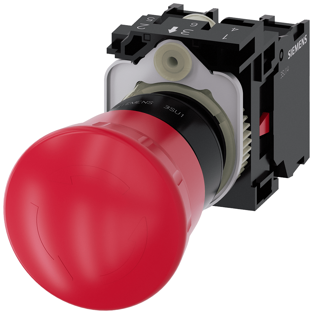 EMERG. STOP mushroom pushb., 40m...