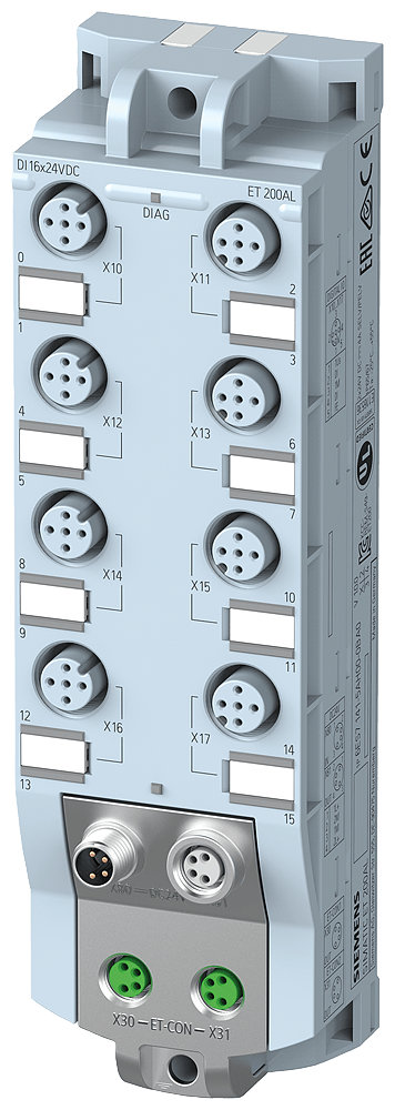 ET 200AL, DI 16x24VDC, 8xM12